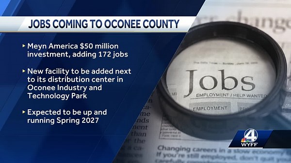 150+ jobs coming to Oconee County, South Carolina
