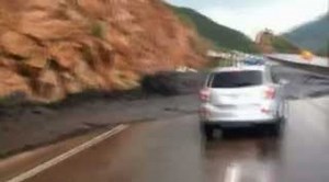 Landslide in Colorado towing a vehicle