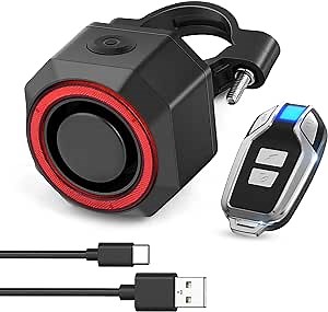 Antfire 110 dB Bike Alarm with Smart Tail Light, Anti Theft Bicycle Alarm with Remote, Rear Bike Light USB Rechargeable, 4 Light Modes Bicycle Tail Lights Waterproof Cycling Brake Light