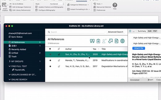 macOS如何关联endnote和word