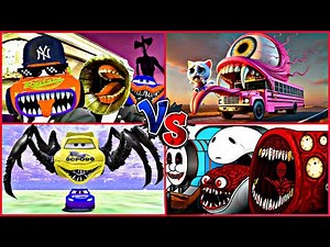 McQueen eater VS Sirenhead VS Thomas exe VS Bus eater ( Choo Choo Charles)EPIC BATTLE. WHO IS BETTER