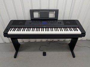 Yamaha DGX-660 black portable grand piano keyboard and stand stock #25314