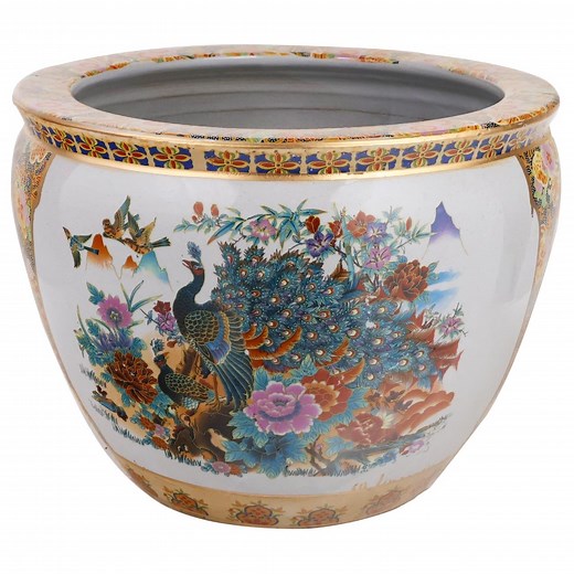 Chinese Porcelain Fishbowl Planter With Satsuma Geisha - Etsy