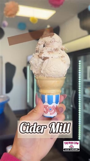 We have another Fall Flavor for you to try! Perry’s Cider Mill hard scoop is now available at The Pink Cow for a limited time! 🍎 Start your fall the right way and treat yourself to a delicious seasonal treat! See you at The Pink Cow! 🍁🐮 #cidermill #icecream | The Pink Cow Ice Cream Shop and Momma Cow's Treat Emporium