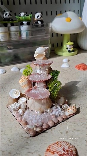 DIY seashell fountain 🐚#craftideas #viralshorts #seashellcraft #handcraft #glueguncraft #diycrafts