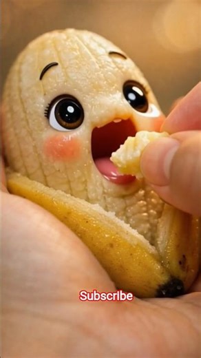 Cute Banana Baby Takes a Tiny Bite | Kawaii Food Animation#BananaBaby#KawaiiFood#CuteFood#viralshort
