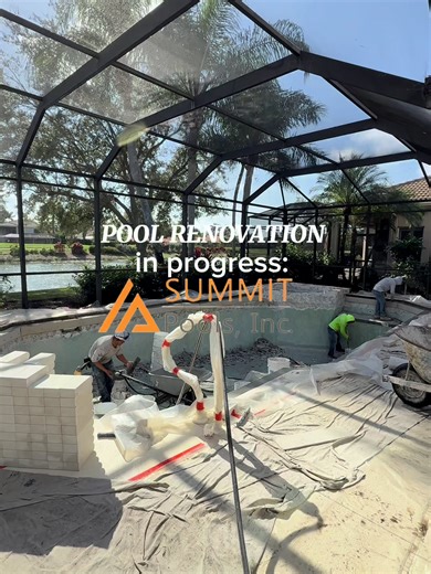 Some behind the scenes of a current pool renovation! #summitpoolsinc #summitpoolsnaples #poolrenovation
