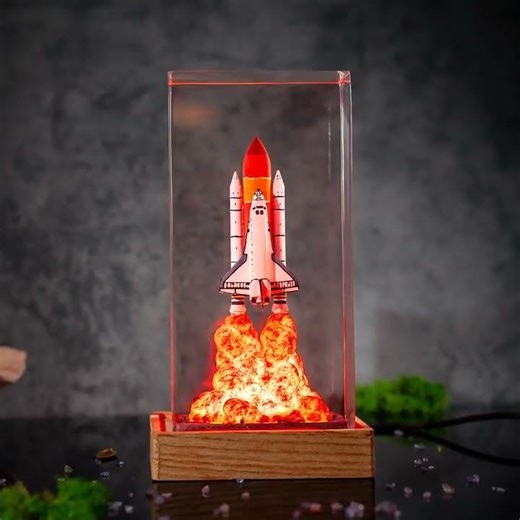 Rocket Launch in a Lamp? 🚀 Space Shuttle Resin Art #shorts