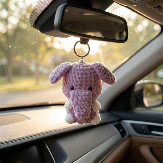 Crochet Elephant Keychain, Cute Amigurumi Elephant Bag Charm, Handmade Plush Animal Keyring, Kawaii Gift, Backpack Accessory