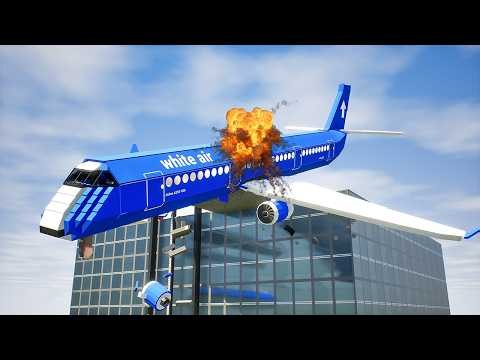 Lego Airplane Falls Off Building 10 | Brick Rigs Physics