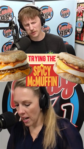 ALLI IS BACK! and we’re eating things! The last time this happened was when we had Hidden Valley Ranch Ice Cream which still haunts our nightmares. Hopefully these new Spicy McMuffins are a little better? 🥵 #explore #reels #mcdonalds #McMuffin #review | Candy 95