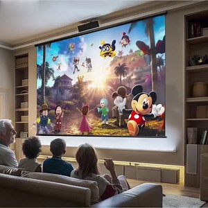 110" Motorized Projector Screen, Electric 4:3 Projector Screen with Remote Control, Indoor/Outdoor HD Movie Screen, Wall/Ceiling Mounted, Perfect for Home Office Theater TV, White