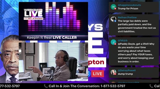🎙️ Keeping It Real w/ Al Sharpton LIVE 🕐 Monday - Friday, 1-4 PM ET 📞 Call In & Join the Conversation: 877-532-5797 ➡️ Like, Share, & Subscribe to the National Action Network’s YouTube channel ➡️ Get Involved: Join us, support our mission, and donate directly at nationalactionnetwork.net | Reverend Al Sharpton