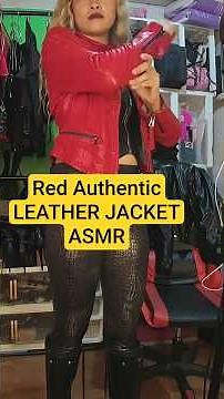 Red Leather Jacket Try on #redleatherjacket #leatherjackettryon #leatherboots