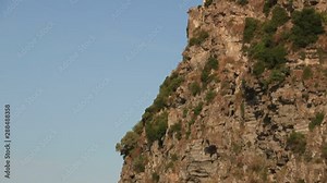 Ancient Aragonese Castle in Ischia Ponte. The fortification stands on a peninsula of volcanic rock connected to the village of Ponte.