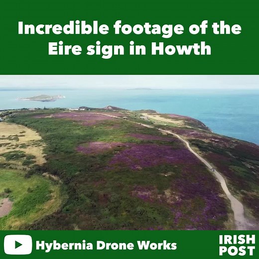 Incredible footage captured and submitted to us via our community page by Brian James Maguire "In 1943, 83 Éire signs, measuring 12 by six metres and picked out in stone and painted with limewash, were assembled on headlands along the coastline to indicate the State’s neutrality to passing pilots. Fewer than 30 remain intact, with just a small handful in a restored or visible condition." 🎥 Hybernia Drone Works on YouTube | The Irish Post