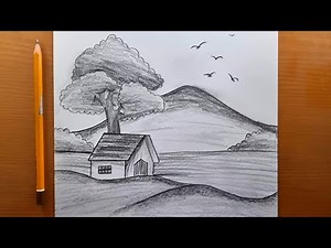 Come disegnare un paesaggio con un disegno a matita con un modo estremamente semplice e facile