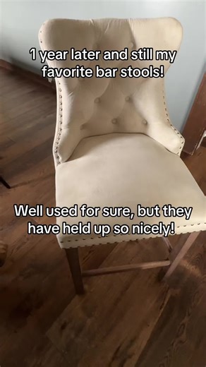 My 1 year review of this pair of bar stools! (As a mom of 3 with pets) LOVE these sooo much! #barstools #kitchenbarstools