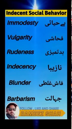 Indecent Social Behavior #englishvocabulary #englishlanguagelearners #fbreelsfypシ゚viralシ | Rameez Shah
