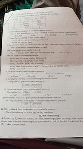 (tree error in given sentence and supply the correction. \begin... | Filo