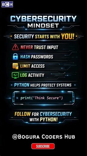 Think Secure in 08 Seconds 🔐 | Cybersecurity Mindset with Python |Cyber Security Mindset | Security