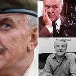 Windsor Davies portrays Sergant Major Williams in a scene from sitcom It Ain't Half Hot Mum