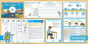 The Journey to Cursive: The Letter 'k' (1-Armed Robot Family Help Card 4) KS1 Activity Pack