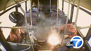 An explosion in his pants, a graphic warning for you. Flames shoot out of a man's pocket as an e-cig battery ignites, sending sparks flying. Now tough new questions are emerging. Are the popular devices safe? The bus blast is raising red flags. http://abc7.la/2hcl2Lv | ABC7