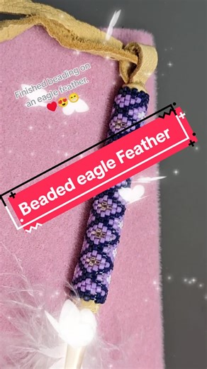 Beaded eagle feather 😍#beads #nativetiktok #native #oneidanation #beadworktiktok #leather #peyotestitch #eaglefeather