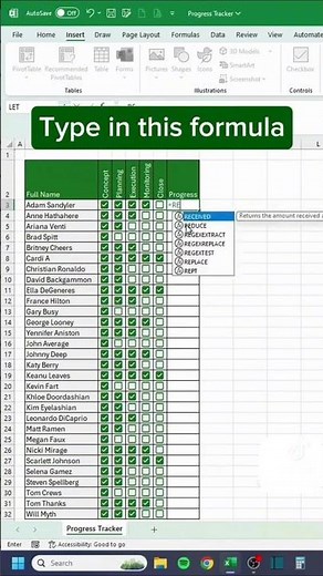 How to create a Progress Tracker in Excel in 30 seconds