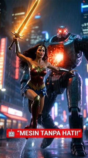 🤖 Wonder Woman vs Robot Perang 2099 – Kota Masa Depan di Ambang Hancur #WonderWoman #RobotWar #Cyber