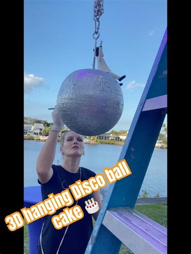 3D 🪩 ball cake 🎂 #cake #ninascakestudio #disco #yummy #tutorial #florida