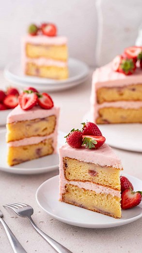 51 reactions · 14 shares | Fresh strawberries in every bite of cake? You know I had to. This strawberry layer cake is so simple but so delicious - and perfect for warmer months! Head to the link in bio for the recipe. #strawberrycake #strawberrylayercake #strawberries #strawberryrecipes #cakemixrecipe #layercakes | My Baking Addiction | Facebook