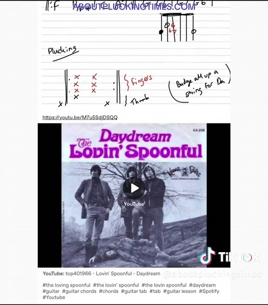 Daydream Chords and Tabs for Guitar by The Lovin' Spoonful