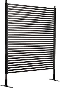 Outdoor Privacy Screen, 47" L x 71" H Metal Decorative Privacy Fence Panels for Outside Screen Freestanding Deck Patio, Rustproof Poly-Coating Steel Pipes and Slats, Brown