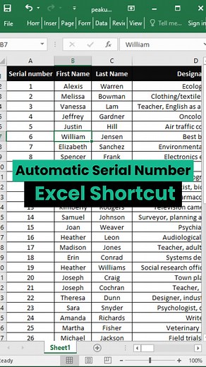Excel Shortcut for Automatic Serial Number Bangla #Excel #ExcelTips #ExcelTutorial #ExcelShortcut #MicrosoftExcel | Peakuper