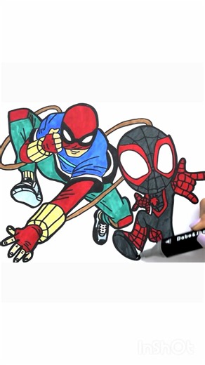 How To Draw and COLORING Spin vs Miles Morales #spiderman #drawing #art #shorts