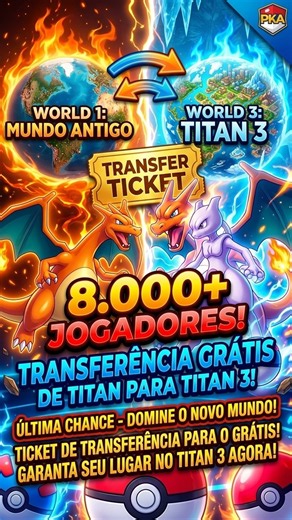 💥 PKA EXPLODIU! +8.000 JOGADORES ON & TICKET GRÁTIS PRO TITAN 3! 🎟️🔥 #pka #pokealliance #poketibia