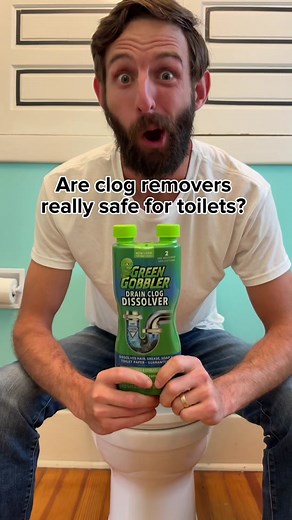 Are clog removers really safe for toilets? Depends on which brand you use 😉 If you go with Green Gobbler you can feel confident that our products are safe on your pipes because we don’t use harsh chemicals like those other folks who shall not be named 🤐 #greengobbler #drainremover #clogs #plumbingtiktok #plumbingtok
