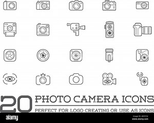 Set of Vector Photo Camera Photography Elements and Video Camera Icons Illustration can be used as Logo or Icon in premium quality Stock Vector Image & Art - Alamy