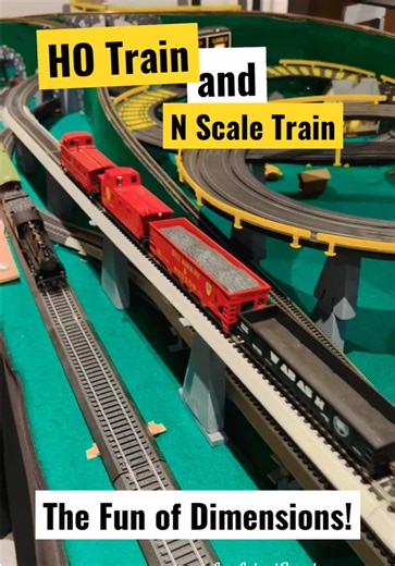 Alan loves this hobby, along with many others, and it’s still very much a work in progress. While most people thought HO and N Scale trains couldn’t be combined, Alan decided to mix them together just for fun and the result is pretty impressive! #nscaletrain #hoscaletrain #hobby #toytrains #traintok