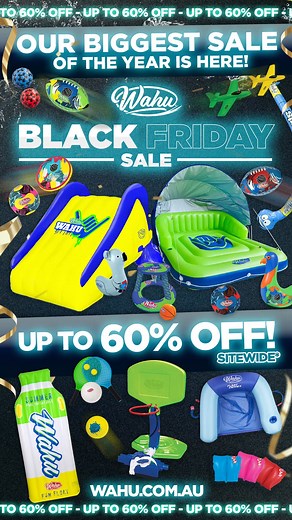 Up to 60% off this Black Friday! 🖤 The fun’s bigger, the savings are hotter. Don’t wait for summer to start. Grab your Wahu faves before they’re gone! ☀️ | Wahu