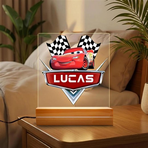Pixar Lightning Mcqueen Custom Name Night Light, Gift for Cars Lover, Lightning Mcqueen Birthday Gift - Etsy