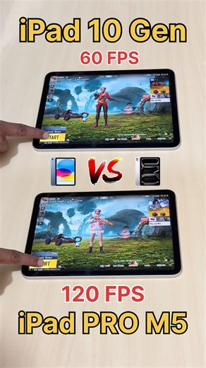iPad 10 Gen🔥 vs iPad PRO M5😈 120 FPS vs 60 FPS - PUBG SPEED TEST #shorts #bgmi #pubg