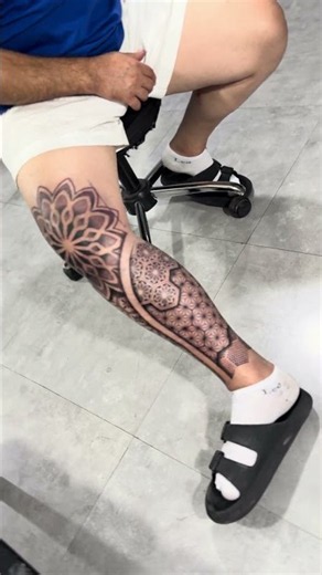 INSANE Geometric Leg Tattoo 🔥 | Full Leg Sleeve Transformation
