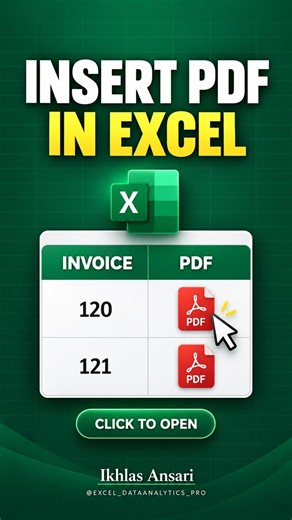 How to Insert PDF in Excel 📄 Create a Clickable PDF Icon! In Excel 2026 #excel #shorts