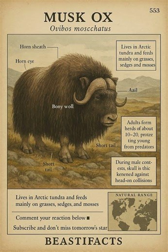 Vintage Musk Ox – The Woolly Sentinel of the Arctic Tundra ❄️🐃