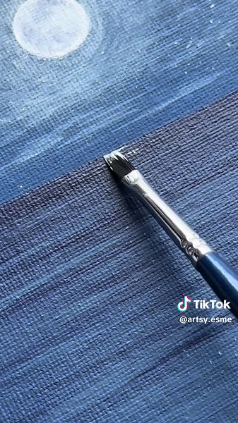 moonlit tranquility 🌕💙🌊 • i used a combination of only four colors for this painting: navy, bright blue, gray, and white. • tag me if you re-create it! 🎨✨ #painting #art #moonlight #arttok #fypシ