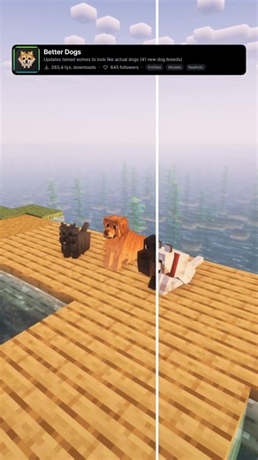 Best Minecraft 3d Dog Resource Pack: Better Dogs #minecraft #shorts #mc