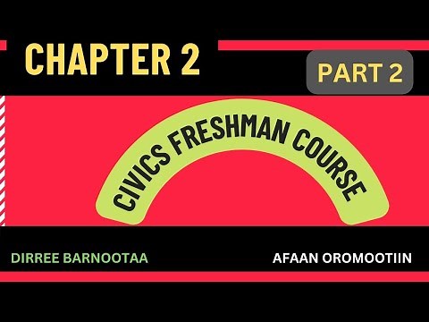 Civics Chapter 2 part 2 Freshman course Afaan Oromootiin.